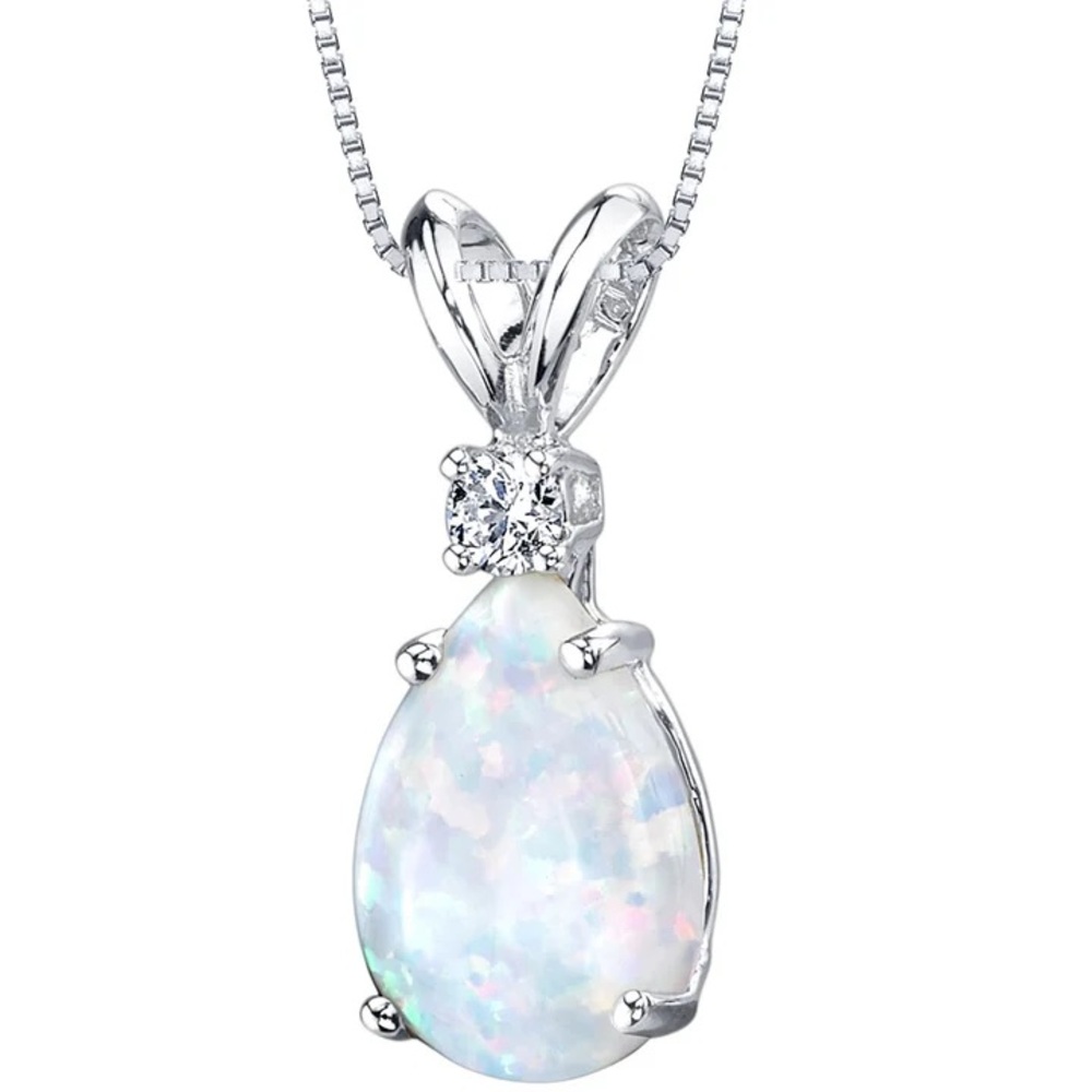 Real Diamond & Opal Pendant Necklace